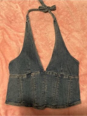 Garage Denim Halter Tank size L
